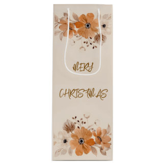 Elegante Rustieke Boho Bloemige Kerst Wijn Cadeaut Cadeautas