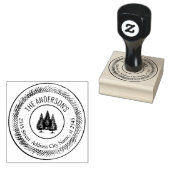  elegante rustieke bomen rond familienaam 	rubberstempel (Gestempeld)