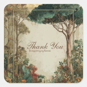 Elegante Rustieke Bos Boom Gouden Lijst Botanisch Vierkante Sticker
