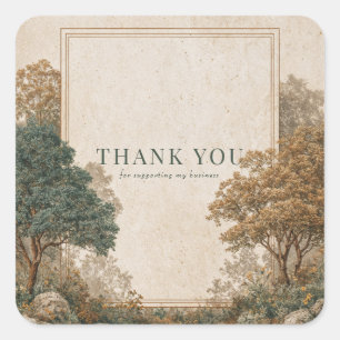 Elegante Rustieke Bos Vintage Boom Gouden Lijst Vierkante Sticker