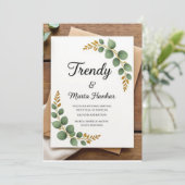 Elegante rustieke botanische bruiloft uitnodiging (Staand voorkant)