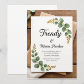 Elegante rustieke botanische bruiloft uitnodiging (Voorkant / Achterkant)