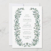 Elegante rustieke botanische eucalyptus bruiloft kaart (Voorkant)