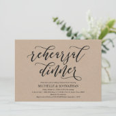 Elegante rustieke bruiloft repetitie diner nodigt  kaart (Staand voorkant)