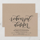 Elegante rustieke bruiloft repetitie diner nodigt  kaart (Voorkant / Achterkant)