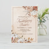 Elegante rustieke Bruine Crème Bloemen Thanksgivin Kaart (Staand voorkant)