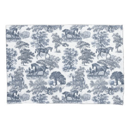Elegante rustieke chique blauwe witte paarden toil kussensloop