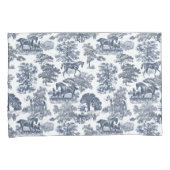 Elegante rustieke chique blauwe witte paarden toil kussensloop (Voorkant-Rechts)