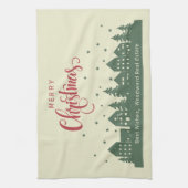 Elegante rustieke chique kersthuizen onroerend goe theedoek (Verticaal)