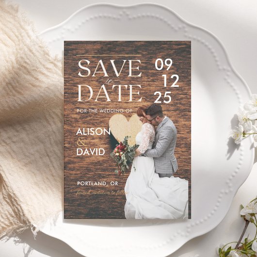 Elegante Rustieke Foto Save the Date Bruiloft