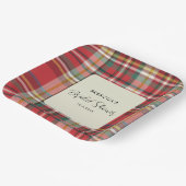 Elegante Rustieke Geruite Bruiloftsshowerscript Papieren Bordje (Gebogen)