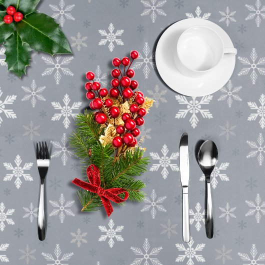 Elegante Rustieke Grijze Sneeuwvlokken patroon Fee Tafelkleed