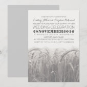 Elegante rustieke grijze witte tarwe bruiloft uitn kaart (Voorkant / Achterkant)