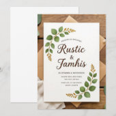 Elegante rustieke groen bruiloft uitnodiging (Voorkant / Achterkant)