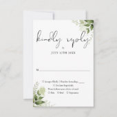 Elegante Rustieke Groene Bladeren Bruiloft RSVP Kaartje (Voorkant)