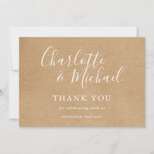 Elegante rustieke handtekening bruiloft dank u bedankkaart