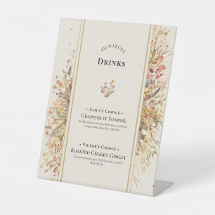 Elegante rustieke Herfst Beige bruiloft handtekeni Reclamebord Met Voetstuk