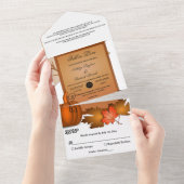 Elegante rustieke herfst bladeren pompoen herfst b all in one uitnodiging (Afscheurbaar)