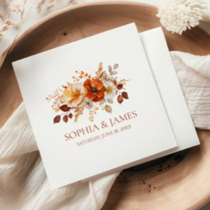 Elegante Rustieke Herfst Bloemige Bruiloft Servet