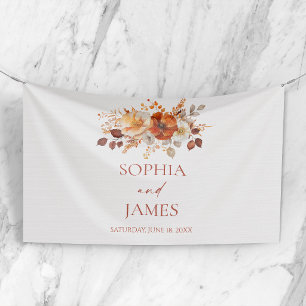 Elegante Rustieke Herfst Bloemige Bruiloft Spandoek
