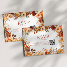 Elegante Rustieke Herfst Bloemige Trouw QR Code