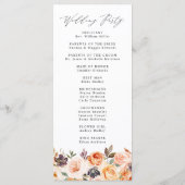 Elegante rustieke Herfst Floral bruiloft ceremonie Programma (Achterkant)