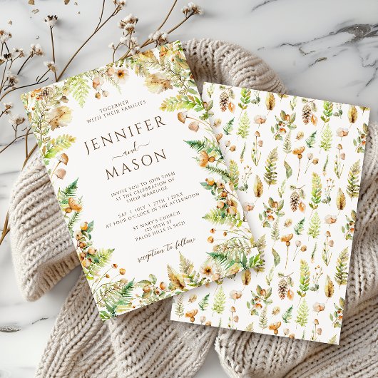 Elegante rustieke herfst Forest Fall bruiloft Kaart