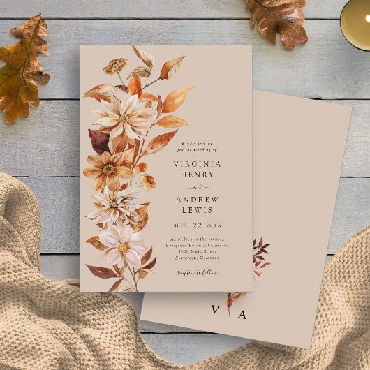 Elegante Rustieke Herfst Huwelijksuitnodiging Kaart