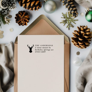 Elegante Rustieke Hert Prettig Kerstmis Familienaa Zelfinktende Stempel