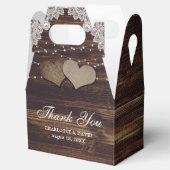 Elegante rustieke houten kant string verlichting b bedankdoosjes (Geopend)