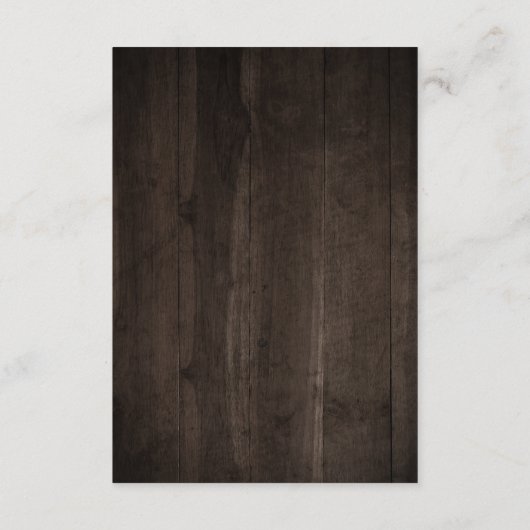 Elegante rustieke houten string licht groen informatiekaartje (Achterkant)