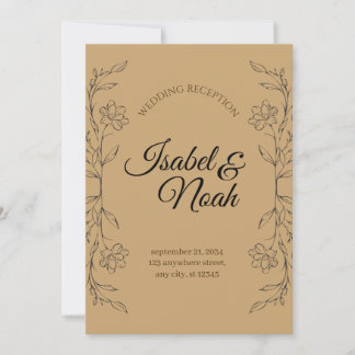 Elegante Rustieke Kraft Bloemen Bruiloft Uitnodigi Kaart