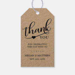 Elegante rustieke kraft DANK U hart bruiloft Cadeaulabel