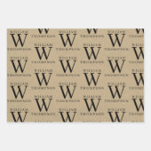 Elegante rustieke kraft monogrammed naam inpakpapier vel (Voorkant 3)