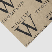 Elegante rustieke kraft monogrammed naam tissuepapier (Detail)