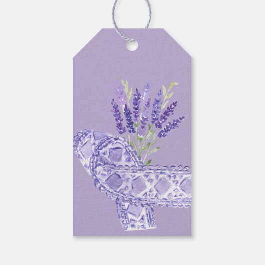 Elegante Rustieke Lavendel Provence Bloemen Lilac Cadeaulabel (Achterkant)