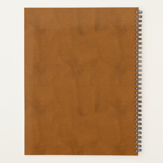 Elegante rustieke lederen chique monogram naam planner (Achterkant)