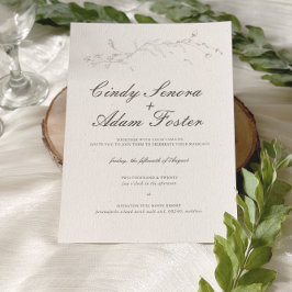 Elegante rustieke minimalistische botanische bruil kaart