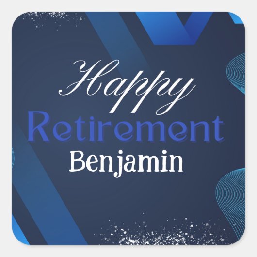 Elegante rustieke Moderne Blue&White Gelukkige Pen Vierkante Sticker (Voorkant)