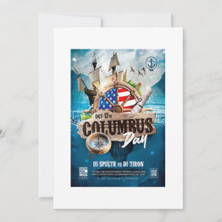 Elegante & Rustieke moderne Columbus Day uitnodigi Kaart