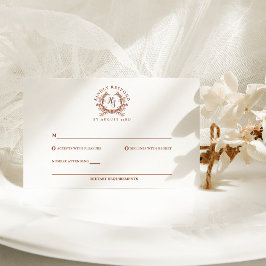 Elegante Rustieke Monogram Botanische Wapen Huweli RSVP Kaartje