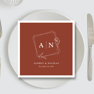 Elegante rustieke monogram terracotta roest bruilo servet