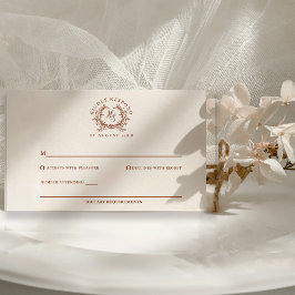 Elegante Rustieke Monogram Wapen Huwelijk RSVP Kaartje