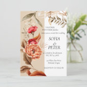 Elegante Rustieke Neutrale Boho Bloem Kaart (Staand voorkant)