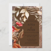 Elegante rustieke neutrale Boho bloemenbruiloft Kaart (Voorkant)