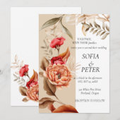 Elegante Rustieke Neutrale Boho Bloemig Kaart (Voorkant / Achterkant)