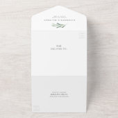 Elegante rustieke olijftak Waterverf bruiloft All In One Uitnodiging (Buitenkant)