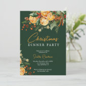 Elegante rustieke Oranje Pine Christmas Party Gree Kaart (Staand voorkant)