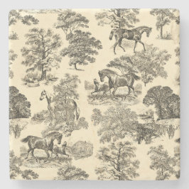 Elegante rustieke paarden Bomen Beige Tan Toile Stenen Onderzetter