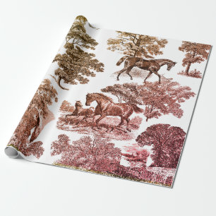Elegante rustieke paarden roodbruine toile cadeaupapier